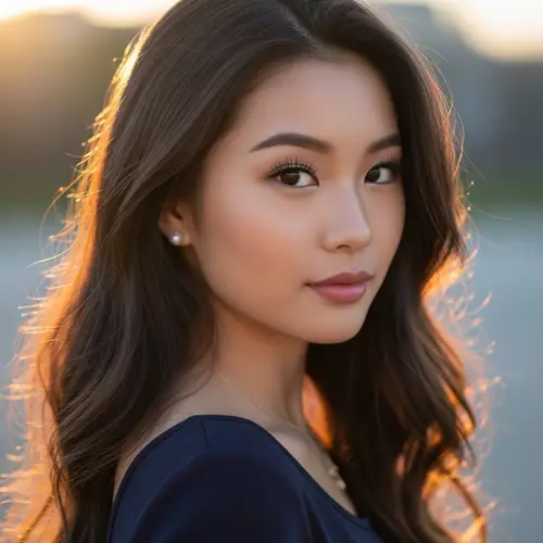 Teenage Girl with Long Flowing Hair and Delicate Features
