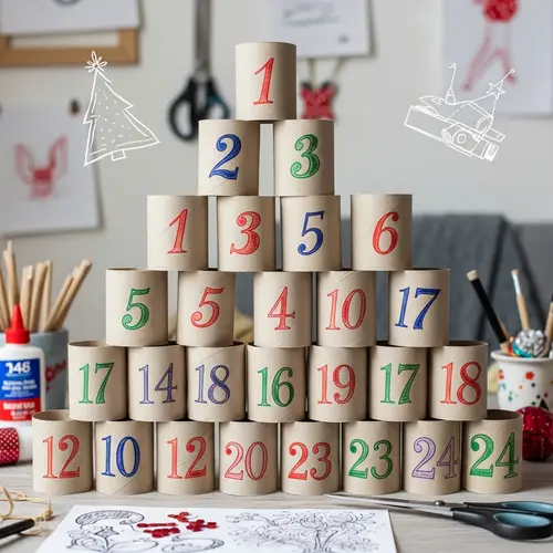 DIY Advent Calendar: Crafted Toilet Paper Rolls in Homey Setup