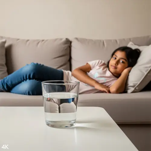 Calming 4K Digital Art of Relaxing Scene with Sofa and Glass of Water