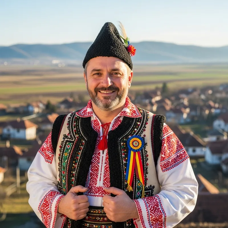 Authentic Romanian Man in Vibrant Attire