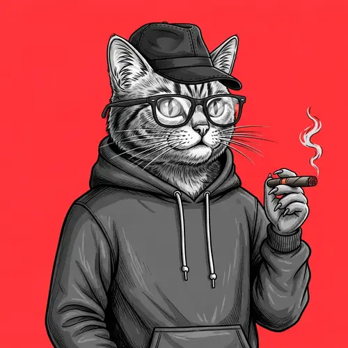 Intelligent Feline Creature in Stylish Hoodie - Unique Illustration