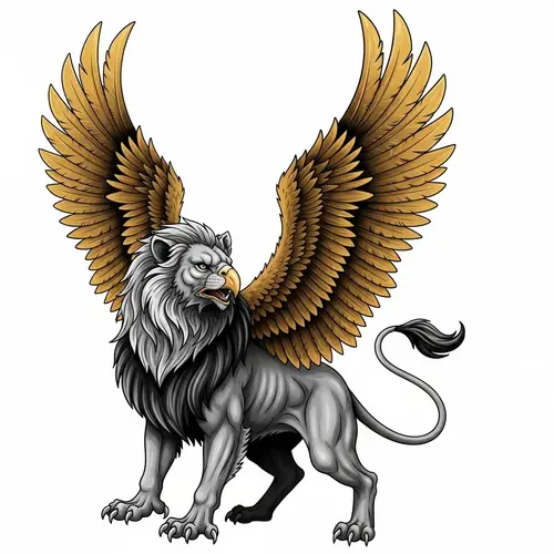 Majestic Griffin Tattoo Design - Mythical Creature Template