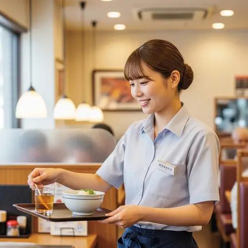 20-Year-Old Japanese Woman in Family Restaurant