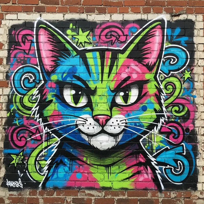 Graffiti Cat - Urban Street Art Design