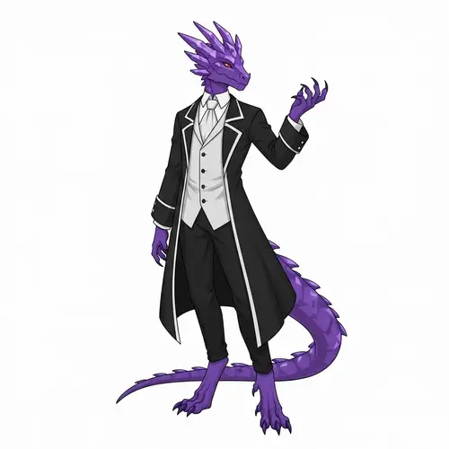 Purple Crystal Dragonborn Aristocrat Mage - Graviturgist in Elegant Attire