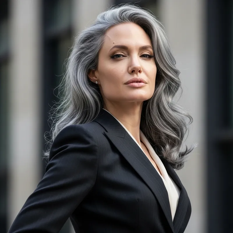 Penelope Cruz Look-Alike with Gray Hair | Elegant & Confident