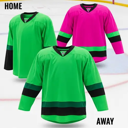 Distinct Neon Green & Neon Magenta Ice Hockey Jerseys