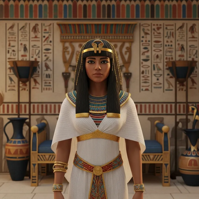 Realistic Ancient Egyptian Princess Ankhesenamun Interior Scene with Cultural Decor