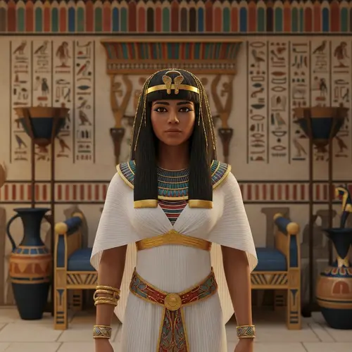 Realistic Ancient Egyptian Princess Ankhesenamun Interior Scene