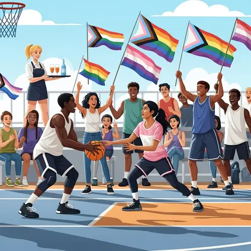 Diverse LGBTQ+ Community Celebrates Outdoor Basketball Game