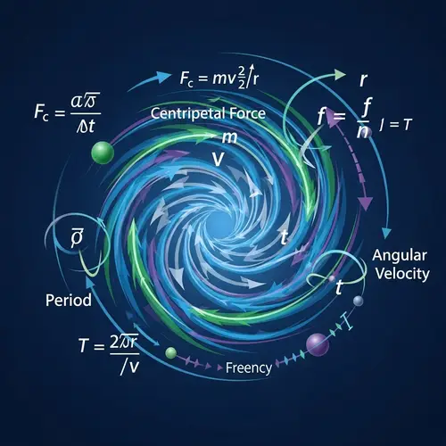 Circular Motion Logo Design with Key Physics Formulas