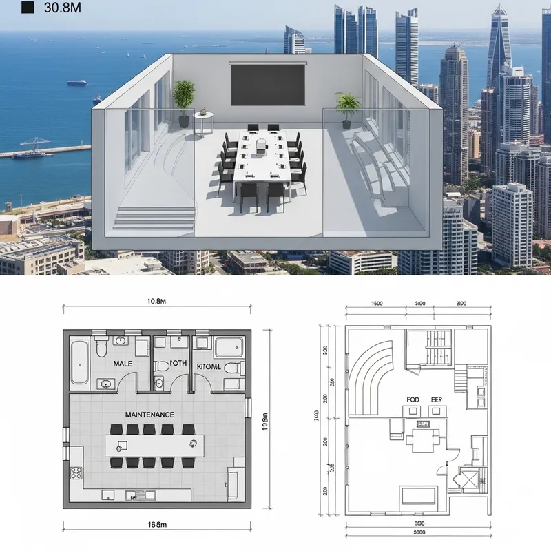 Exclusive Conference Room Design with Ocean and Skyscraper Views