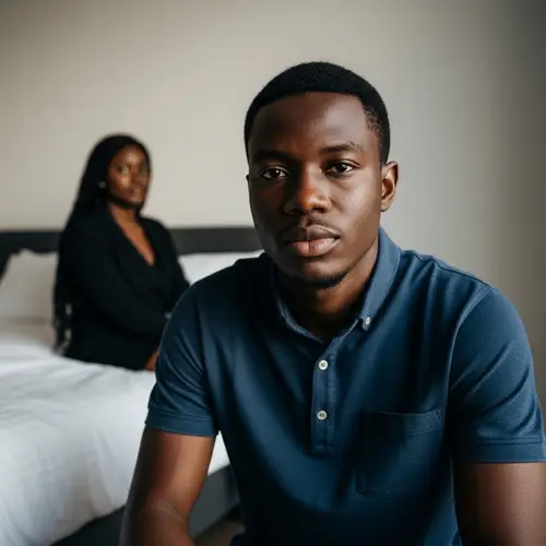 Intense Moment in Modern Room: Black Man and African Woman