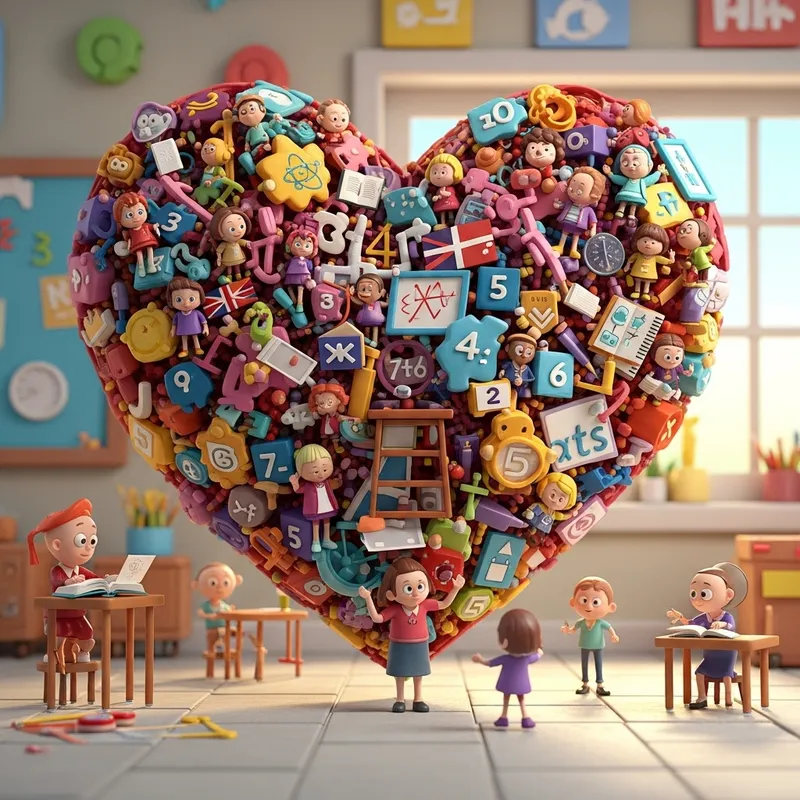 Educational Heart Animated in 3D Style | Colorful Classroom Scene Educational Heart Animated in 3D Style | Colorful Classroom Scene