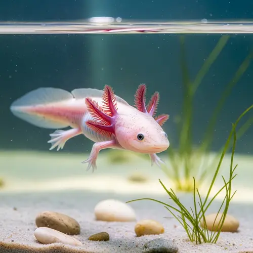 Small Axolotl in Fresh Water | Unique Salamander Species