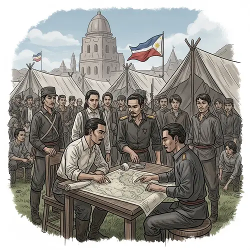 Filipino Katipunan Leaders Engrossed in Discussion | Historical Concept Art
