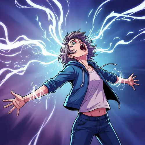 Teenage Girl Liberating Herself: Expressive Illustration