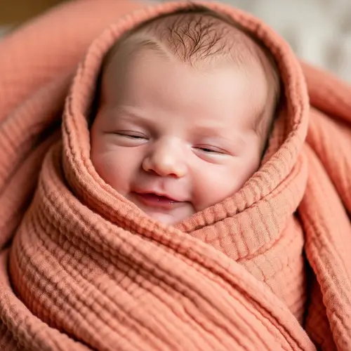 Salmon Muslin Baby Blanket: Cozy & Soft 6-Layer Wrinkled Gauze