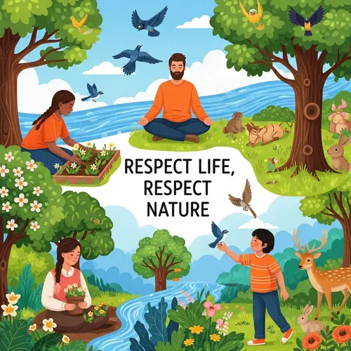 Respect Life & Nature Poster: Vital Symbiosis Depicted
