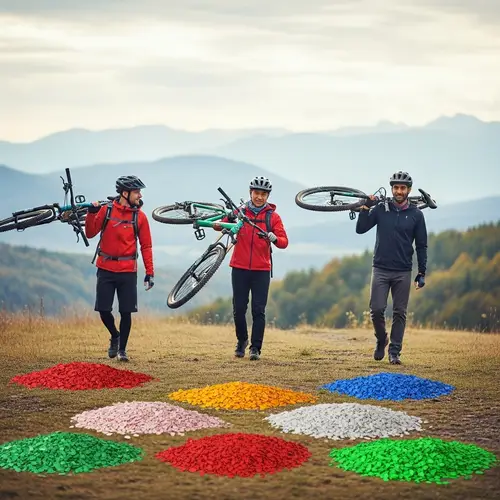 Colorful Trail: Multicultural Trio in Nature with Mountain Bikes