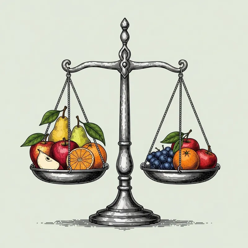 Fruitful Justice: Detailed Scales Illustration