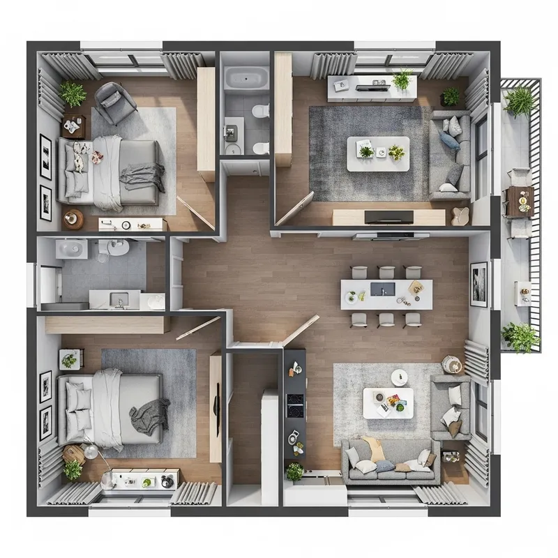 Modern House Interior | 3 Bedrooms View