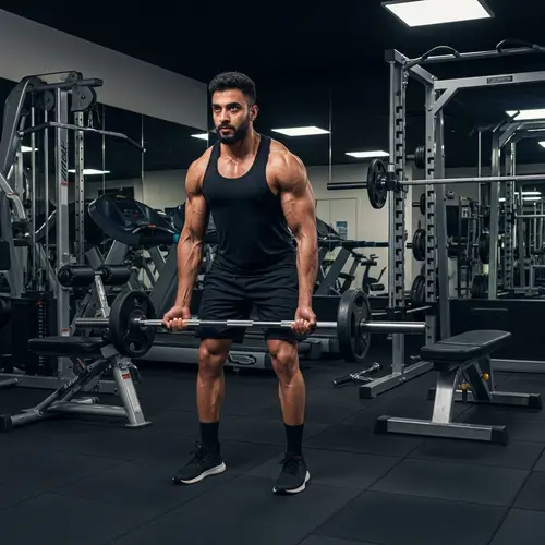 Middle-Eastern Man Working Out in Well-Equipped Gym