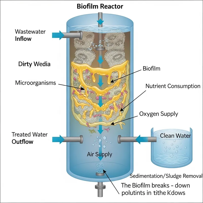 Visual Explanation of Biofilm Reactor in Waste Water Treatment