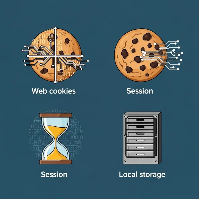 Internet Technology Symbols: Web Cookies, Session & Storage