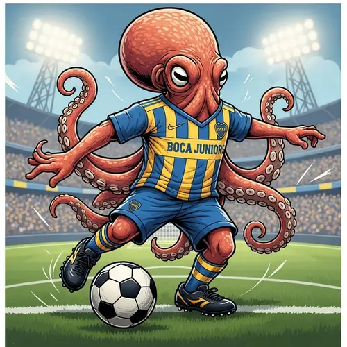 Octopus Playing Soccer in Boca Juniors Jersey | Dynamic Gameplay