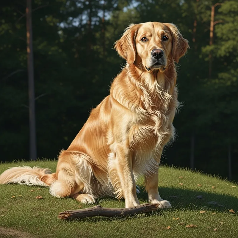 Realistic Dog Illustration: Detailed Fur, Eyes & Anatomy