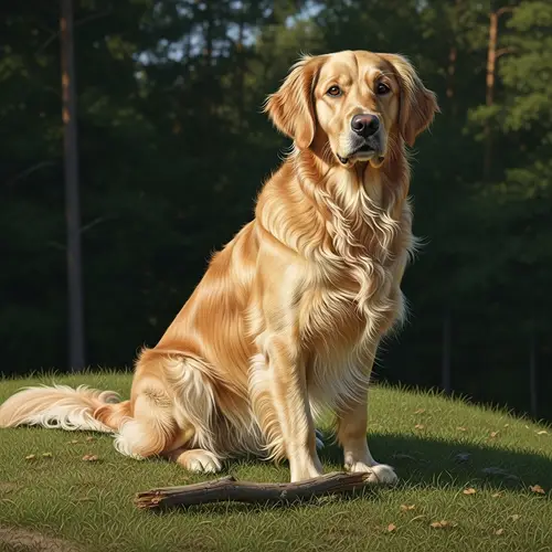 Realistic Style Dog Illustration: Detailed Fur, Eyes & Anatomy