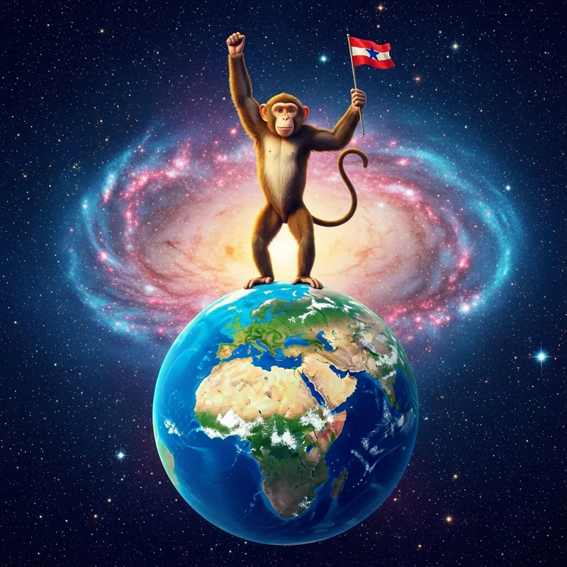 Monkey Conquering the World - Symbol of Global Domination Monkey Conquering the World - Symbol of Global Domination