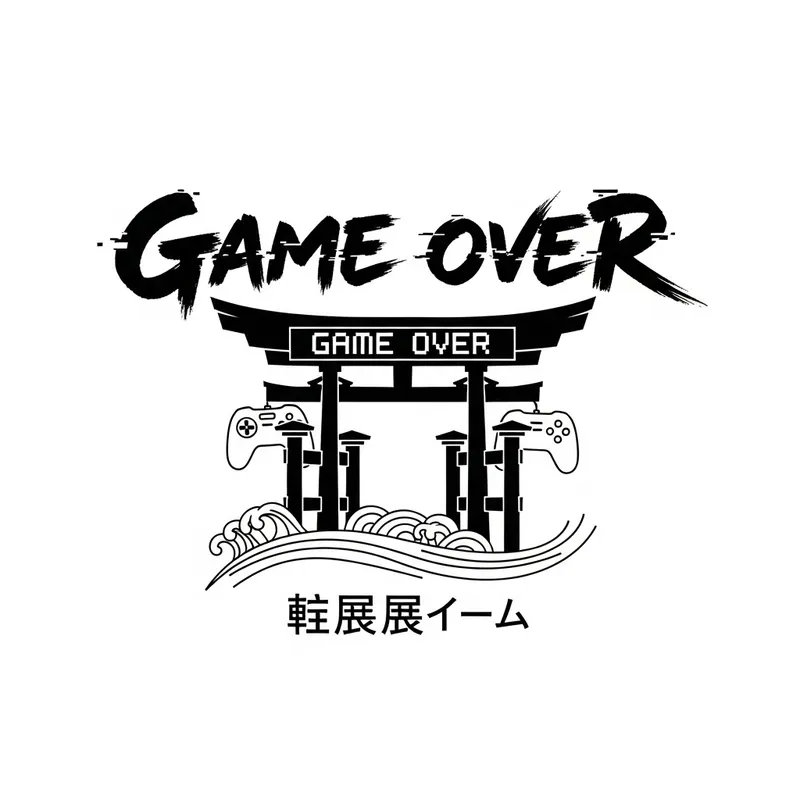 Stylish Japanese Logo Design for 'Game Over' Team Stylish Japanese Logo Design for 'Game Over' Team
