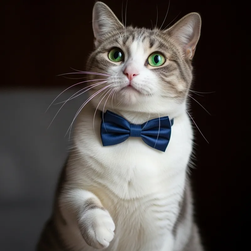 Beautiful White and Grey Domestic Cat with Stunning Eyes