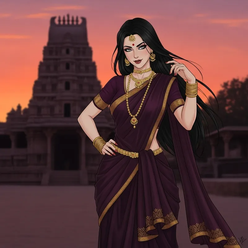 Akeno from High School DxD in Elegant Hindu Attire