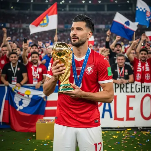 Professional Football Player Celebrating World Cup Victory