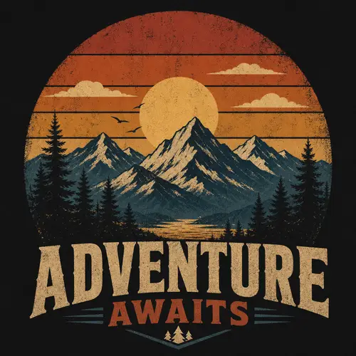 Adventure Awaits Vintage T-Shirt Design