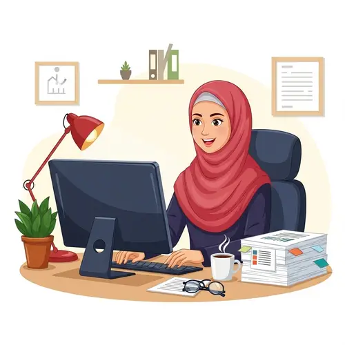 Cheerful 28-Year-Old Malay Lady Working with Office Supplies