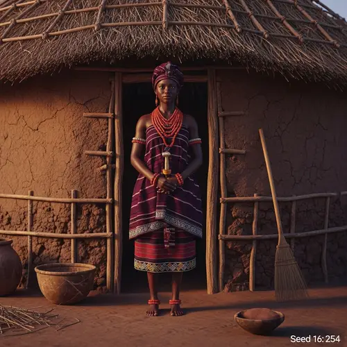 Beautiful African Princess in Traditional Attire | Village Hut Scene