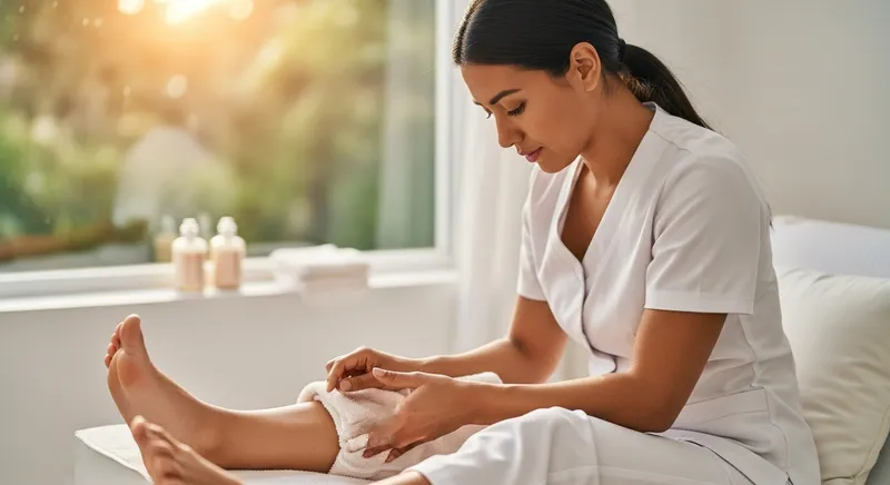 Professional Foot Reflexologist Using Sunlight for Plantar Reflexology