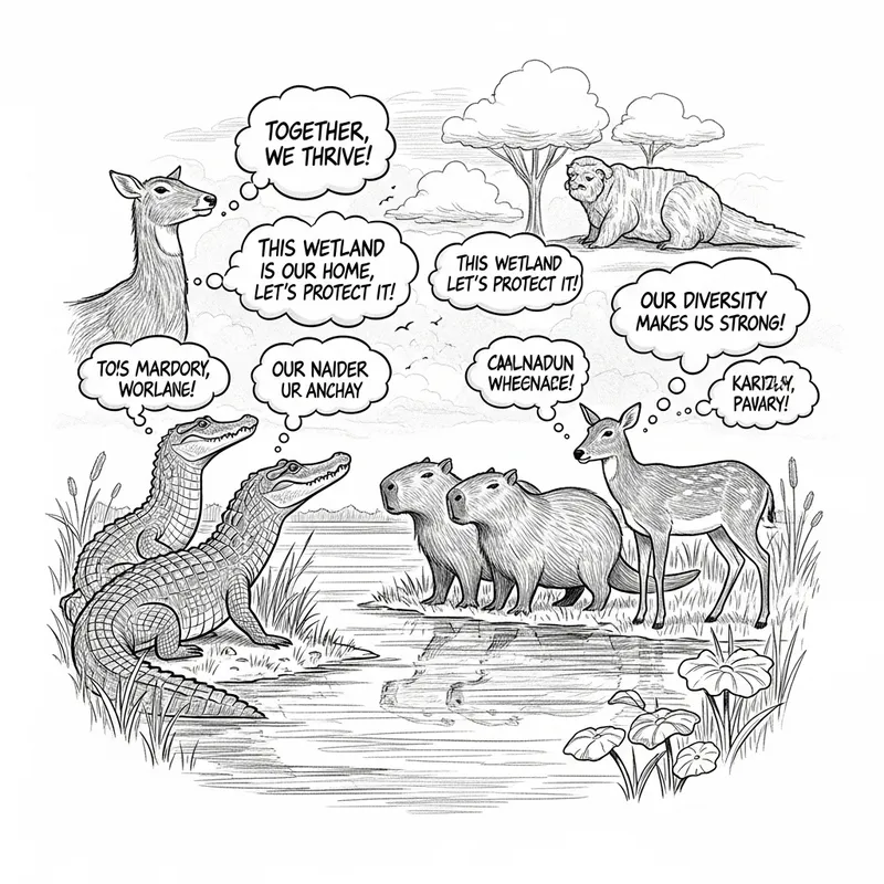 Chaco Wetland Animals Dialog Sketch - Biodiversity Unity