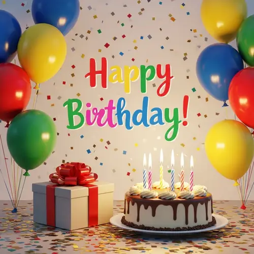Vibrant Birthday Card and Gifts Celebration