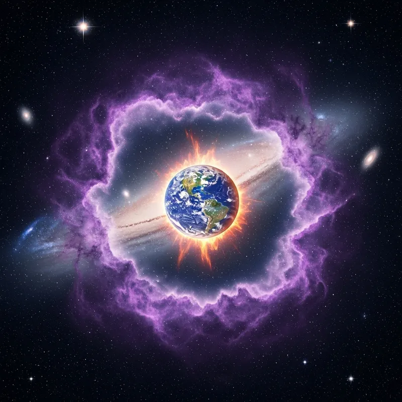 Cosmic Explosion: Earth in Peril Amid Purple Nebulae