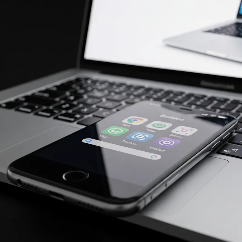 Sleek Apple Technology: iPhone & MacBook Pro Close-up