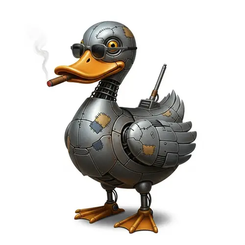 Mechanical Duck with Integrated Weapons - Combat-Ready Automaton