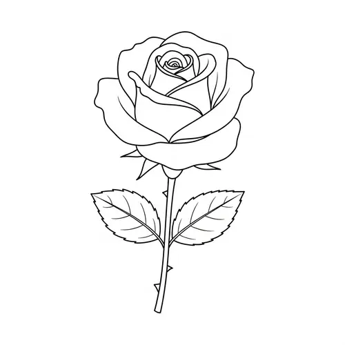 Adorable Rose Line Art for Kids Coloring | Simple & Elegant