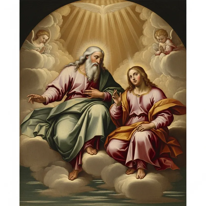 God and Son in a Renaissance Style Oil Painting God and Son in a Renaissance Style Oil Painting