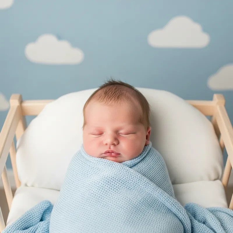 Adorable Baby Boy Sleeping in Blue Blanket Adorable Baby Boy Sleeping in Blue Blanket