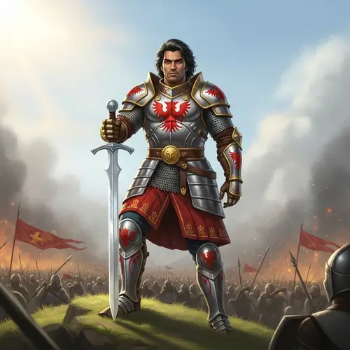 Epic Heroic Warrior with Silver Sword | Medieval Armor Scene